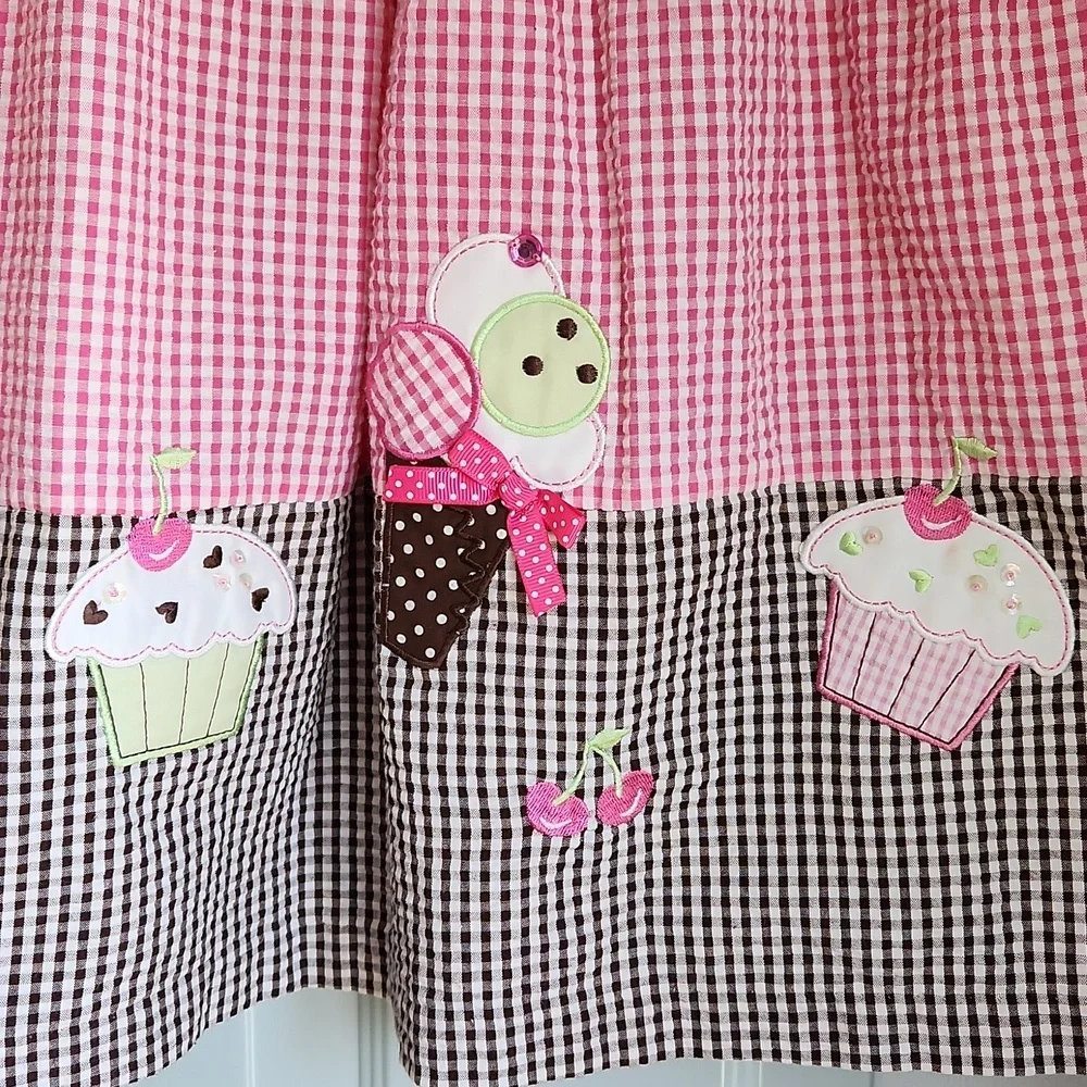 Rare, Too!, Girl's, Sz 4T, Pink & White +Br &White Gingham w 4 Appliques - Picture 3 of 10